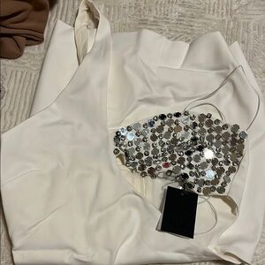 NBD White Dress with Silver Embellishments